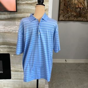 Peter Millar Short Sleeve Blue Pin Striped Polo. Size M (790G)